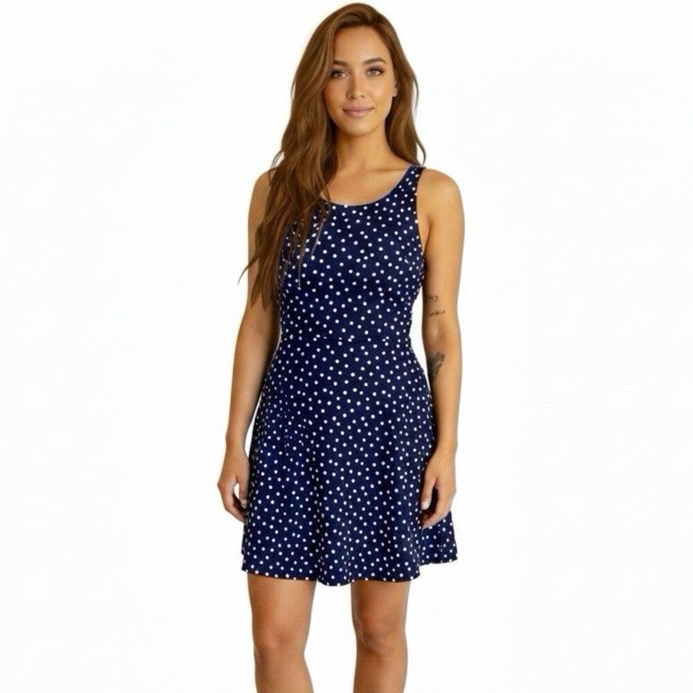 H&M Divided Dress Sz 2 Sleeveless Polka Dots Casual Preppy Modern Parisian